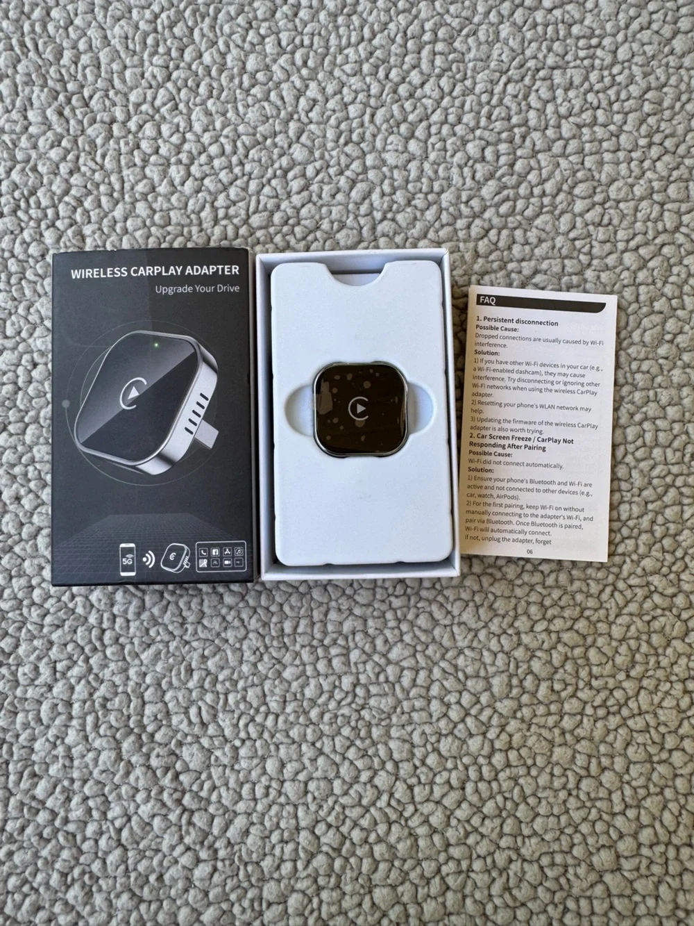 Wireless Carplay Adapter Dongle For iPhone New (Open Box). Black